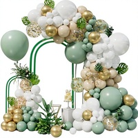 Kit Dekorasi Gerbang Balon Hijau Sage untuk Pernikahan, Bridal Shower, Pesta Boho dengan Balon Konfeti Emas