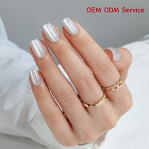 CPNP Medium Square Fake False <b>Nails</b> Set High Quality Wholesale Cat Eye Soft Gel Custom French Artificial Press on <b>Nails</b> <b>Kit</b> - Product Image 1