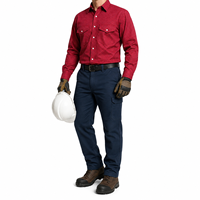 Chemise de travail antistatique et ignifuge à manches longues, à carreaux, couleurs unies, pour hommes, pour la sécurité dans l'industrie pétrolière, gazière, minière et manufacturière, personnalisable sur la poitrine