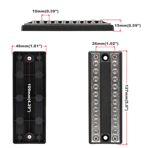 Bloque <span class=keywords><strong>de</strong></span> Distribución <span class=keywords><strong>de</strong></span> Energía <span class=keywords><strong>de</strong></span> Doble Fila <span class=keywords><strong>de</strong></span> 12V 100A, Barra Colectora <span class=keywords><strong>de</strong></span> Batería <span class=keywords><strong>de</strong></span> 20 Vías con Terminales <span class=keywords><strong>de</strong></span> Anillo y Pernos M4*20 - Product Image 3