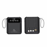 Mini Batería Externa de 5000mAh con Cable Incorporado, Cargador Portátil de Carga Rápida con Certificación 3C, Logotipo Personalizado Disponible