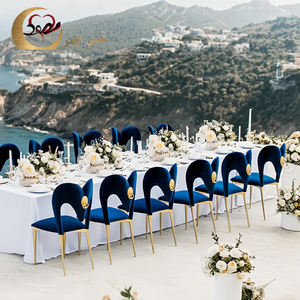 Chaise de banquet moderne en acier inoxydable et velours pour réceptions d'événements et banquets de mariage commerciaux - Product Image 6