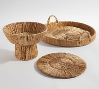 Nouveau design de dessous-de-plat rond en jonc de mer, tissage naturel, tapis de table tissé, couleur personnalisée, sous-plat de table, décoration rustique écologique