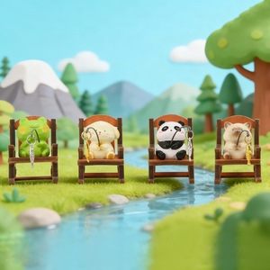 Fauteuil à bascule Fofo en forme d'animal de dessin animé, lot de 4, en résine, style pêche, décoration de bureau, fournitures de bureau, décoration apaisante, adorable panda, ornement pour la maison - Product Image 1