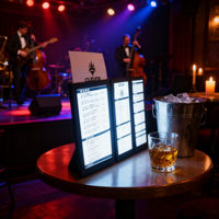 Panneau d'affichage pliable rétroéclairé à LED rechargeable pour menu, idéal pour restaurants, bars, hôtels – Support moderne lumineux pour recettes