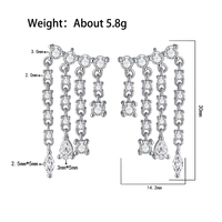 Bijoux fins à la mode, argent sterling S925, hypoallergénique, clous d'oreilles en moissanite VVS GRA, couleur D, franges à pampilles, boucles d'oreilles pendantes pour femmes