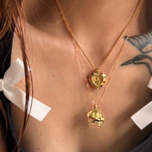 Dazan nouveau chaud 18k plaqué or sans ternissement en acier inoxydable moderne coloré Zircon coeur pendentif collier cubain <span class=keywords><strong>Mia</strong></span> amant bijoux - Product Image 4