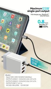 UK EU US AU <b>Plug</b> 2 <b>USB</b>-QC 3.0 2 Type-C Fast GAN Pd 55W Fast Charging 4 Ports Phone Chargers for Mobile Phones - Product Image 6
