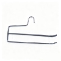 Cintre à pantalons double couche en PVC chromé gris, best-seller, gain de place, sans trace, pour armoire domestique