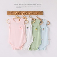 Combinaison pour bébé de style nordique, unisexe, en modal, gilet d'été fin sans manches, combinaison à enfiler, 92% modal, 2% nylon, 6% élasthanne pour les nouveau-nés