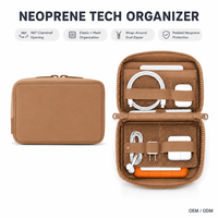 Pochette Organisateur de Câbles en Néoprène, Étui pour Accessoires Électroniques avec Poches en Filet et Double Fermeture Éclair pour Voyage