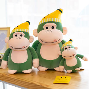 Peluche singe mignon avec chapeau banane, jouet en peluche pour décorations de fête sur le thème de la jungle tropicale, cadeaux d'anniversaire pour enfants - Product Image 3
