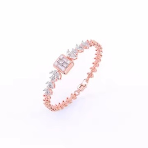 Bracelet Hip Hop tendance en or rose avec diamants en moissanite, bracelet de bijoux pour cadeau de fête pour femmes - Product Image 1