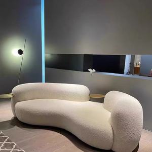 Nordic Designer's Modern Luxury Curved <b>Sofa</b> High Quality Lambskin Fabric for Living Room Beauty Solon Creative Waiting <b>Chairs</b> - Product Image 2
