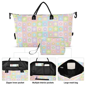 Wholesale Custom Hau Flower Checked Promotional Duffel Bag Lightweight <b>Suitcase</b> Luggage Travel Bags Toiletry Pouch Sets - Product Image 2