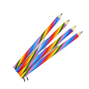 Crayon triangulaire en bois naturel multicolore arc-en-ciel 4 en 1 pour promotion - Product Image 1