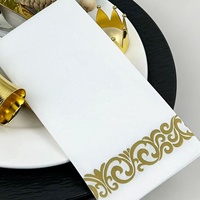 Luxe 40*40 lin sensation invité dîner serviettes fête mariage doux absorbant main Airlaid plié serviettes en papier de soie personnalisé