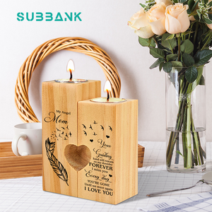 Subbank, regalo <span class=keywords><strong>de</strong></span> San Valentín <span class=keywords><strong>de</strong></span> madera personalizado para hombres y mujeres, pareja romántica en forma <span class=keywords><strong>de</strong></span> corazón, decoración <span class=keywords><strong>de</strong></span> boda, portavelas - Product Image 3