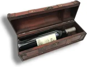 Toptan yeni Retro tarzı ahşap şarap kutusu şarap hediye kutuları şarap ambalaj kutuları