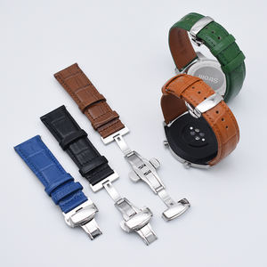 Correa de reloj de piel de vaca Croco, accesorio de grano de bambú importado, núcleo Dermal suave para relojes inteligentes Samsung <span class=keywords><strong>Huawei</strong></span> 18 19 20 21 22 23 24mm - Product Image 1