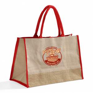 Grands sacs fourre-tout en toile de jute et coton, durables, résistants, réutilisables, multi-usages, pour courses, plage, voyages - Product Image 2