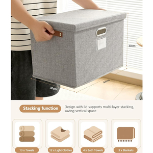 2 sacs <span class=keywords><strong>de</strong></span> rangement pliables en tissu, écologiques, compressibles <span class=keywords><strong>sous</strong></span> <span class=keywords><strong>vide</strong></span>, empilables, grande capacité, pour vêtements et armoire - Product Image 3