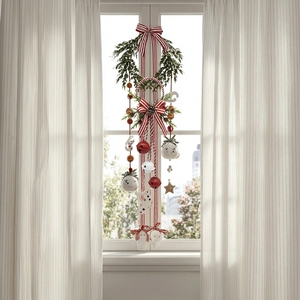 Adornos Navideños Transfronterizos: Campanas Metálicas Coloridas, Adornos para Árbol de Navidad, Bayas de Pino con Trenzado de Yute - Product Image 1
