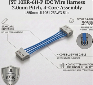 Konektor JST 10KR-6H-P 2.0mm Puncture IDC Wire Harness L350mm UL1061 26AWG Biru Otomotif Industri Elektronik - Product Image 1