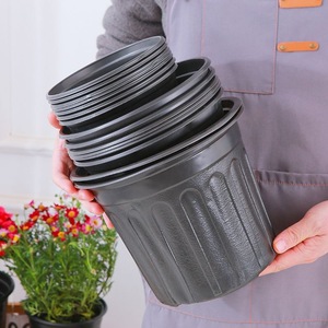 Pot de fleurs noir en plastique souple 1 gallon respirant pour plantes d'intérieur, contrôle des racines, culture de semis - Product Image 2
