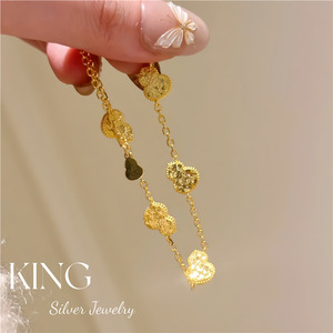 S925 ชุดสร้อยคอสร้อยข้อมือรูปมะระชุบเงินชุบทองสำหรับผู้หญิงสวมใส่ทุกวันเครื่องประดับชั้นดี - Product Image 2