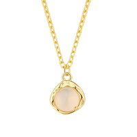 Vente en gros élégant collier de pierres précieuses rondes en argent sterling 925 collier d'agate goutte lunette en quartz rose or 18 carats