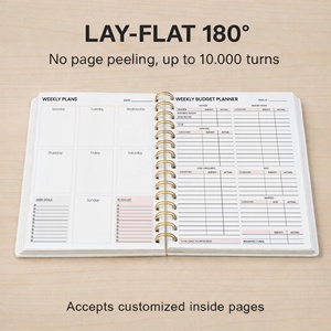 Carnet à spirale A5 avec couverture en papier à motifs floraux noirs, fournitures pour fabricants, OEM, portable, tendance, pour voyages, défis d'épargne et planificateur budgétaire - Product Image 5