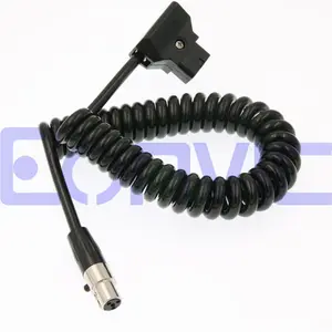 Eonvic 12V TV Monitor Power Cable D-Tap Male To Tinny MINI XLR 4pin Coiled Power Cable For ARRI RED Cameras