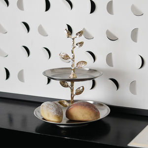 Bandeja de pastel de plata moderna de doble capa, <span class=keywords><strong>platos</strong></span> y <span class=keywords><strong>platos</strong></span> de Metal ecológicos <span class=keywords><strong>para</strong></span> cocina o restaurante, venta al por mayor de fábrica - Product Image 5