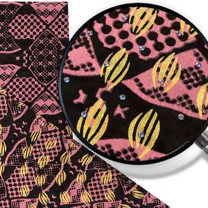 Tissu imprimé à la cire africaine ornée de strass | <span class=keywords><strong>Rose</strong></span> Or Ankara Batik Design 100% Coton pour Mariage <span class=keywords><strong>Pagne</strong></span> Luxe DIY Crafts - Product Image 3