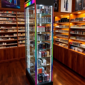 Vitrine <span class=keywords><strong>en</strong></span> verre pour salon avec éclairage LED de base coloré, idéale pour les produits de boutiques de tabac - Product Image 3