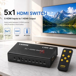 Commutateur HDMI 5x1, boîte de commutation HDMI à 5 ports avec télécommande IR, commutateur HDMI 1080P pour moniteur TV, projecteur - Product Image 1