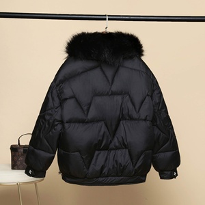 Vêtements pour femmes grandes tailles, manteau d'hiver rembourré en coton pour femmes, style occidental, col en fourrure, <span class=keywords><strong>veste</strong></span> en coton ample - Product Image 4