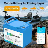 Fabricant OEM ODM, batterie marine au lithium LiFePO4 12V 100Ah 1,2kW à longue durée de vie pour moteur de pêche, bateau, kayak
