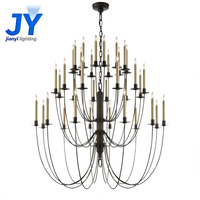 Lustre d'escalier professionnel en fer forgé de style américain vintage avec contrôle par interrupteur, lumière LED blanc chaud