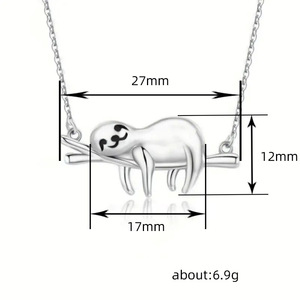 Collana con ciondolo simpatico pappagallo pigro da donna, catena girocollo con charm animale, gioiello alla moda, idea regalo - Product Image 4