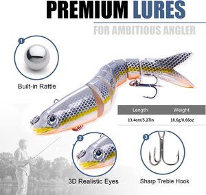 Esche da <span class=keywords><strong>Pesca</strong></span> Multi-Articolate per Bass, Esche da <span class=keywords><strong>Fondo</strong></span> <span class=keywords><strong>a</strong></span> Lento Affondamento, Bioniche in ABS per Fiume, Acqua Dolce e Salata - Product Image 4