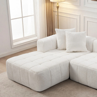 274 cm Weißes Stoffsofa ohne Gestell, Modulares L-förmiges Ecksofa, Modernes Design, Keine Montage Erforderlich für Apartments, Wohnungen, Hotels, Schulen