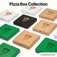 Boîte à pizza blanche avec logo personnalisé, impression offset, papier kraft E-Flute pour l'emballage de pizzas, boîte d'emballage carrée noire pour pizzas avec logo
