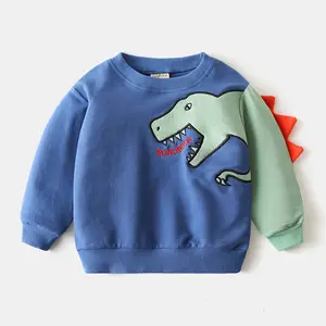 새로운 스타일 디자인 아이 소년 펑키 착용 동물 공룡 셔츠 캐주얼 의류 중국 공급 업체
