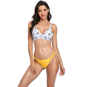 Bohemian Print Damen Custom Colors Zweiteiliger Badeanzug Open Back Square Cut Weste Top und High Cut Tankini 2-teiliges Set - Product Image 1