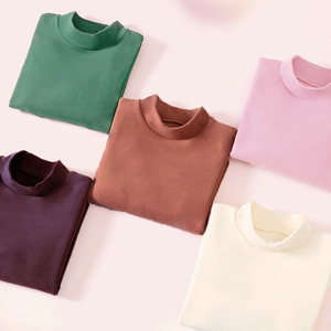 Haut en velours chaud à <span class=keywords><strong>col</strong></span> <span class=keywords><strong>roulé</strong></span> mi-haut pour enfants et hommes, tailles moyennes et grandes, pour le printemps, l'automne et l'hiver, motif uni, tissu tricoté - Product Image 2