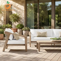 Juego de Sofás de Madera de Teca para Exteriores de Alta Gama, Muebles Modernos para Jardín, Sofás de Teca para Patio
