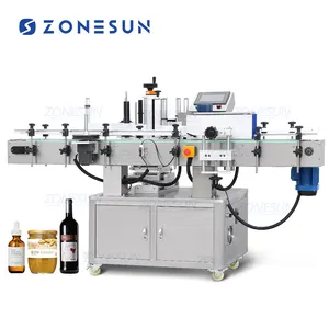 ZONESUN-etiqueta automática de tubo de manga redonda, máquina etiquetadora automática de botellas de aceite esencial para botellas redondas