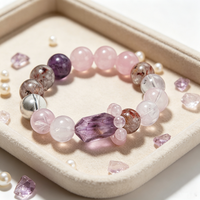 Bracelet artisanal de créateur en quartz rutilé, pierre naturelle de guérison, bracelet porte-bonheur en quartz fantôme avec pointe de pierre